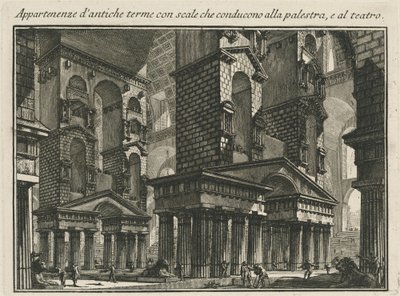 Majetek starověkých lázní se schody vedoucími do palestar a do divadla od Giovanni Battista Piranesi