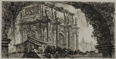 Konstantinův oblouk v Římě, deska 9 z některých pohledů na triumfální oblouky a další památky od Giovanni Battista Piranesi