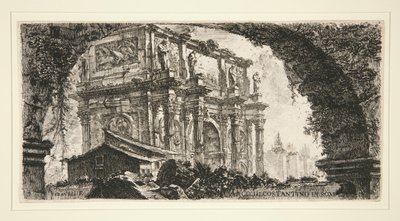 Konstantinův oblouk v Římě, z některých pohledů na triumfální oblouky a další památky od Giovanni Battista Piranesi