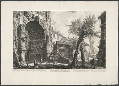 Boog van Titus te Rome Pohled na Titův oblouk (název na objektu) Gezichten op Rome (název série) Pohledy na Řím navržený a vyrytý architektem Giambattista Piranesi Ve (nez) iano (název série) od Giovanni Battista Piranesi