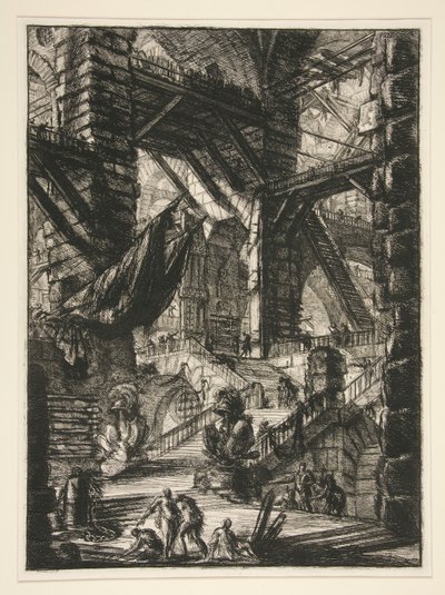 Carceri, VIII: Schodiště s trofejemi od Giovanni Battista Piranesi