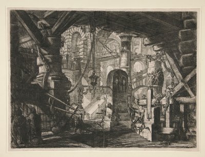 Carceri, XVI: Molo s řetězy od Giovanni Battista Piranesi
