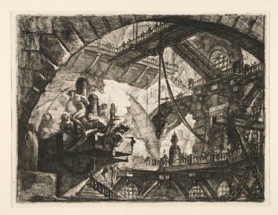 Carceri, X: Vězni na vyčnívající plošině od Giovanni Battista Piranesi