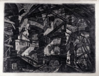 "Vězení vynálezu" "Vnitřní pohled na imaginární vězení. Kresba Giovanni Piranesi (známý jako Piranese) (1720-1778). od Giovanni Battista Piranesi