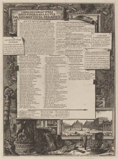 Katalog prací od Giovanni Battista Piranesi