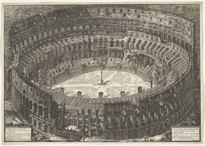 Koloseum v Římě Pohled na Flaviův amfiteátr známý jako Koloseum (název na objektu) Gezichten op Rome (název série) Pohledy na Řím navržený a vyrytý architektem Giambattista Piranesi Ve (nez) iano (název série) od Giovanni Battista Piranesi