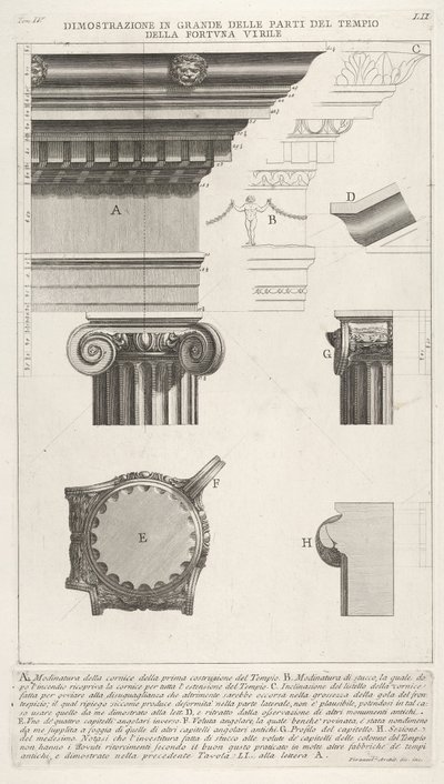 Rám a sloup z chrámu Fortuna Virilis Tempio della Fortuna Virile, z ..., 1756. od Giovanni Battista Piranesi