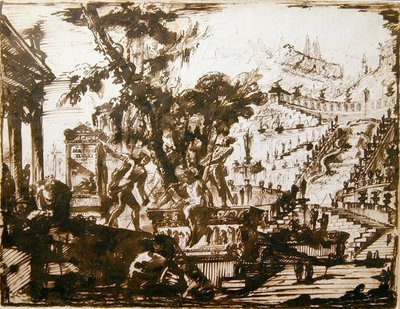 Fantastické zahrady (pero a inkoust na papíře) od Giovanni Battista Piranesi
