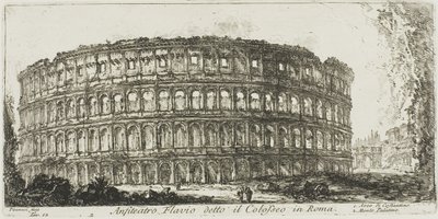 Flaviův amfiteátr, zvaný Koloseum. 1. Konstantinův oblouk. 2. Palatine Hill, deska 12 z některých pohledů na triumfální oblouky a další památky od Giovanni Battista Piranesi