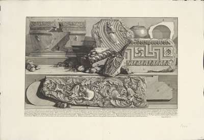 Fragmenty z hrobky Caecilia Metella v Římě Archeologické nálezy v Římě a okolí (název série) Le Antichita Romane (název série) od Giovanni Battista Piranesi