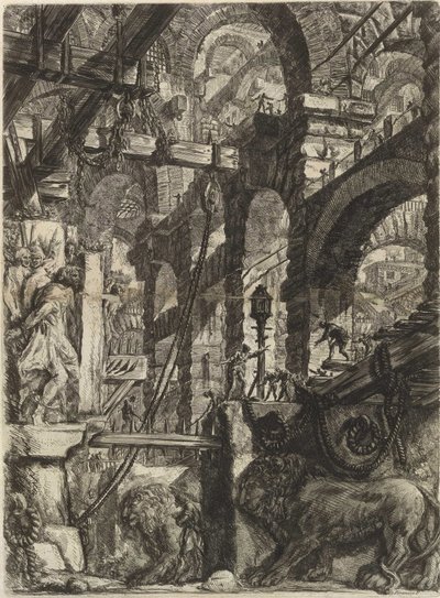 Ze série Imaginární vězení (The Prisons of Invention) od Piranesi, Giovanni Battista (1720-1778). Mědirytina, ca 1761, soukromá sbírka od Giovanni Battista Piranesi