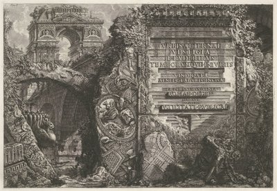 Frontispiece se setkal s antickými ruinami en een triumphboog Frontispis svazku I 