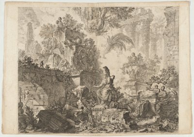 Frontispis se sochou Minervy od Giovanni Battista Piranesi