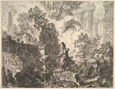Frontispis, se sochou Minervy, ca. 1748. od Giovanni Battista Piranesi