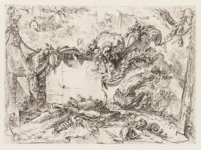 Groteschi: Ruiny s lebkami a kuřáckou vázou, ca. 1745-50. od Giovanni Battista Piranesi