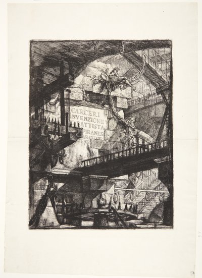 Imaginární věznice. Titul od Giovanni Battista Piranesi