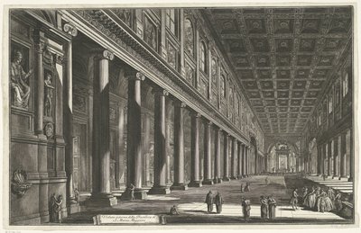 Interieur van de Santa Maria Maggiore te Rome Vnitřní pohled na baziliku S. Maria Maggiore (titul na objektu) Gezichten op Rome (název série) Pohledy na Řím navržený a vyrytý architektem Giambattista Piranesi Ve (nez) iano (název série) od Giovanni Battista Piranesi