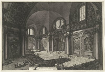 Interieur van de Santa Maria degli Angeli e dei Martiri te Řím Vnitřní pohled na kostel Madonna degli Anioli della della Certosa, který byl starobylý a byl hlavním sálem Diokleciánových lázní (název na objektu) Gezichten op Rome (název série) od Giovanni Battista Piranesi