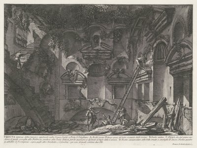 Interieur van graftombe u Vigna Casali Vnitřní pohled na hrobku na vinici Casali v Porta S. Sebastiano (titul na objektu) Archeologische vondsten in en rond Rome (název série) Římské starožitnosti (název série) od Giovanni Battista Piranesi