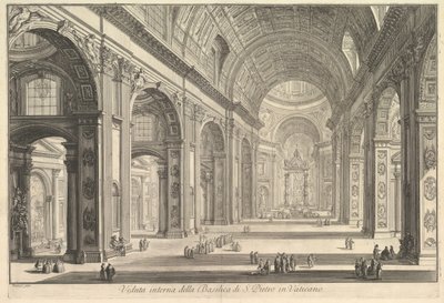 Vnitřní pohled na baziliku St. Peters ve Vatikánu, z Vedute di Roma Roman Views, ca. 1748. od Giovanni Battista Piranesi