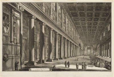 Vnitřní pohled na baziliku S. Maria Maggiore, z Pohledy na Řím od Giovanni Battista Piranesi