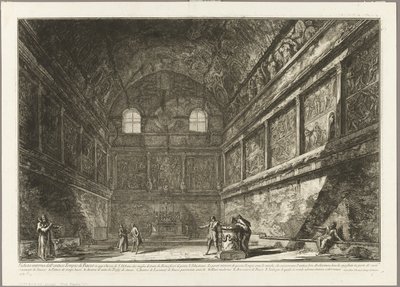 Vnitřní pohled na starověký Bakchův chrám, nyní kostel S. Urbano, dvě míle od Říma, z Views of Rome od Giovanni-Battista Piranesi