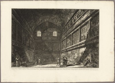 Vnitřní pohled na starověký Bakchův chrám, nyní kostel S. Urbano, dvě míle od Říma, z Views of Rome od Giovanni Battista Piranesi