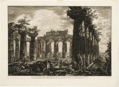 Vnitřní pohled na tzv. College des Anfictions, z různých pohledů na Paestum od Giovanni Battista Piranesi