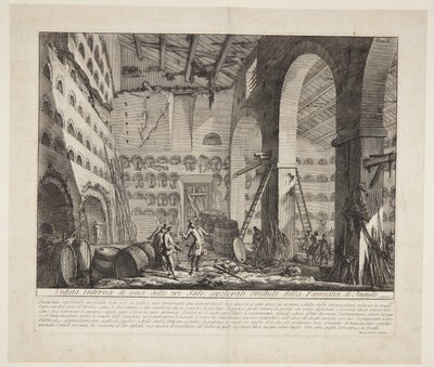Vnitřní pohled na tři velké hrobové komory, o kterých se předpokládá, že patří Augustově rodině od Giovanni Battista Piranesi