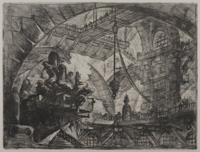 Invenzioni Capric di Carceri; Hind 13, First State of Three, cca 1749 (lept na položený papír) od Giovanni Battista Piranesi