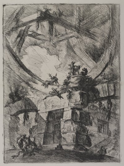 Invenzioni Capric di Carceri, Hind 9, Erster Zustand von Drei, ca. 1749 von Giovanni Battista Piranesi