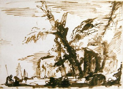 Italská krajina (pero a tuš na papíře) od Giovanni Battista Piranesi