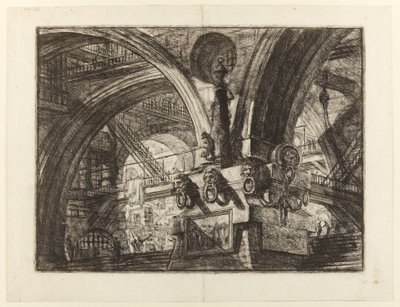 Vězení vynálezů, deska XV: Molo s lampou od Giovanni Battista Piranesi