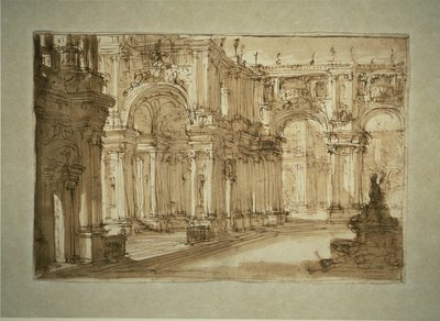 Palácové nádvoří s fontánou od Giovanni Battista Piranesi