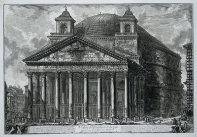 Pantheon v Římě Pohled na Pantheon Agrippa dnes kostel S. Maria ad Martyres (název na objektu) Gezichten op Rome (název série) Pohledy na Řím navržený a vyrytý architektem Giambattista Piranesi Ve (nez) iano (název série) od Giovanni Battista Piranesi