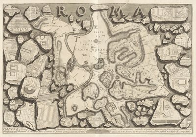 Plán Říma nakreslený se situací všech antických památek od Giovanni Battista Piranesi