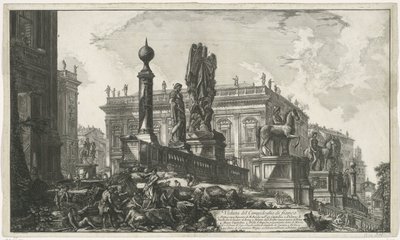 Capitol Square van links gezien Pohled na Kapitol na straně (titul na objektu) Gezichten op Rome (název série) Pohledy na Řím navržený a vyrytý architektem Giambattista Piranesi Ve (nez) iano (název série) od Giovanni Battista Piranesi