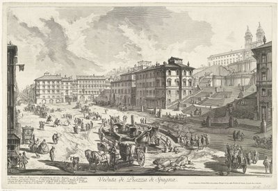 Španělské schody v Římě Pohled na Piazza di Spagna (název na objektu) Gezichten op Rome (název série) Pohledy na Řím navržený a vyrytý architektem Giambattista Piranesi Ve (nez) iano (název série) od Giovanni Battista Piranesi