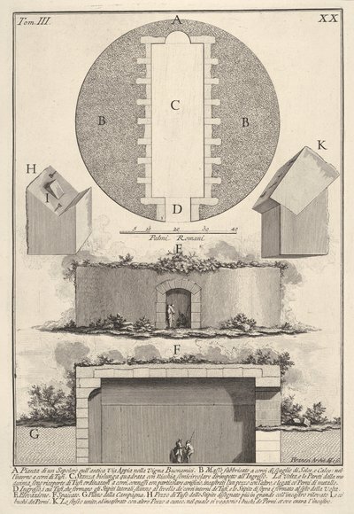 Plán hrobky na Appian Way ve Vigna Buonamici Plán hrobky na starověké Via ..., 1756. od Giovanni Battista Piranesi