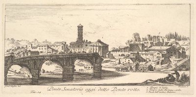 Deska 14: Senátorský most, dnes nazývaný Ponte Rotto Broken Bridge. 1. Chrám o..., ca. 1748. od Giovanni Battista Piranesi