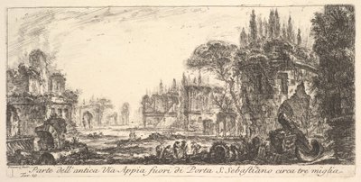 Deska 19: Část starověké Appian Way asi tři míle od Porta S. Sebastiano..., ca. 1748. od Giovanni Battista Piranesi