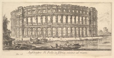 Plate 23: Amfiteátr Pula na Istrii blízko moře Amfiteátr Pula na Istrii vi ..., cca. 1748. od Giovanni Battista Piranesi
