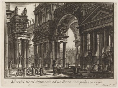 Porticos tažené kolem fóra s královským palácem od Giovanni Battista Piranesi