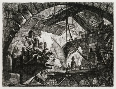 Vězni na vyčnívající plošině od Giovanni Battista Piranesi