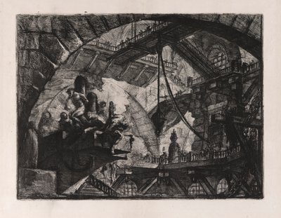 Vězni na vyčnívající platformě, deska 10 od Carceri d od Giovanni Battista Piranesi