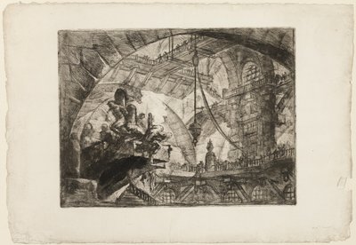 Vězni na projekční plošině, deska 10 z imaginárních věznic od Giovanni Battista Piranesi