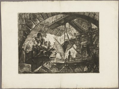 Vězni na projekční plošině, deska 10 z imaginárních věznic od Giovanni Battista Piranesi