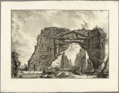 Pozůstatky zastřešeného sloupoví nebo kryptoportikusu ve vile Domitian, pět mil za Římem na silnici Frascati, z Views of Rome od Giovanni Battista Piranesi