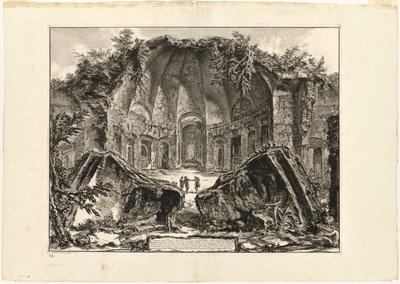 Zbytky chrámu boha Canopa v Hadriánově vile v Tivoli z Pohledů na Řím od Giovanni Battista Piranesi