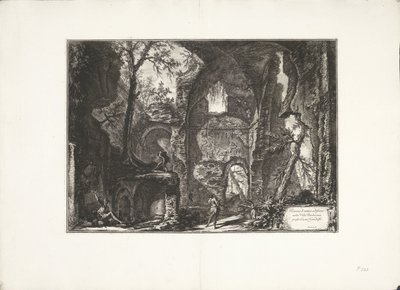 Ruina ve vile Barberini Ruiny starobylé budovy ve vile Barberina poblíž Castel Gandolfo (název na objektu) Archeologische vondsten uit Albano en Castel Gandolfo (název série) Starožitnosti Albano a Castel Gandolfo (název série) od Giovanni Battista Piranesi
